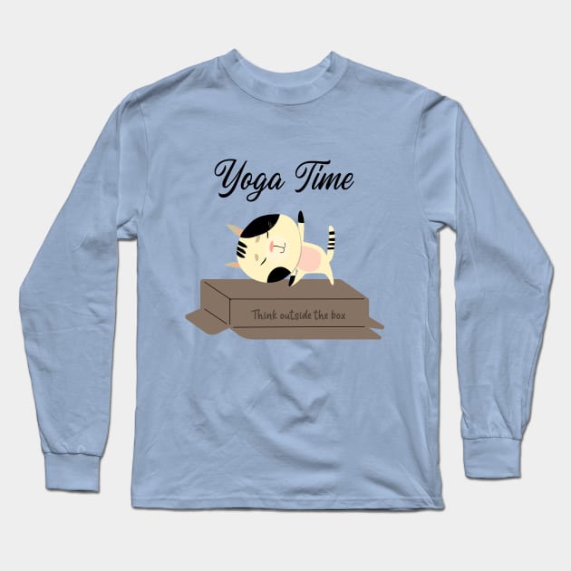 Yoga Cat / Yoga Time / Yoga Training T-shirt / Cute Cat Doing Yoga / Think Outside The Box Long Sleeve T-Shirt by Redboy